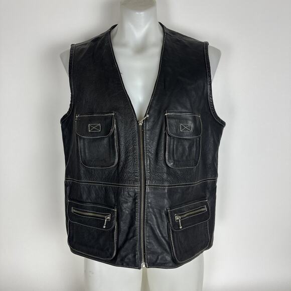 Here & Now Black Leather Vest Men’s Size XL - Picture 1 of 15
